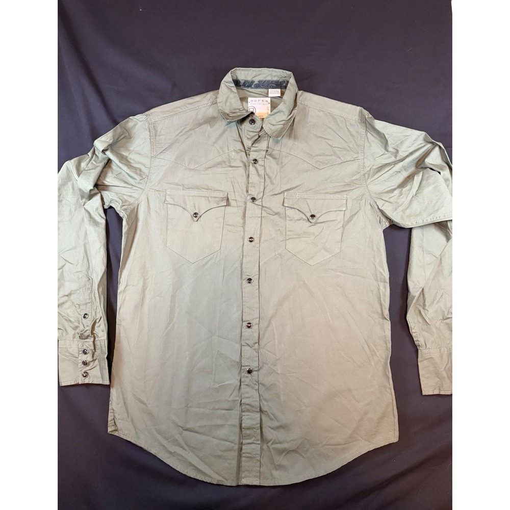 Roper Olive Green Men's Pearl Snap Shirt, Medium